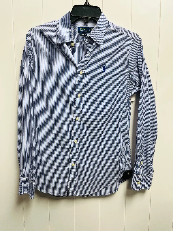 Warm Layers Top Long Sleeve By Polo Ralph Lauren In Blue & White, Size: 8