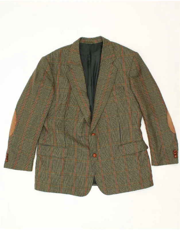 Sporty Sweaters BURBERRYS Mens 2 Button Blazer Jacket UK 42 XL Green Houndstooth Wool