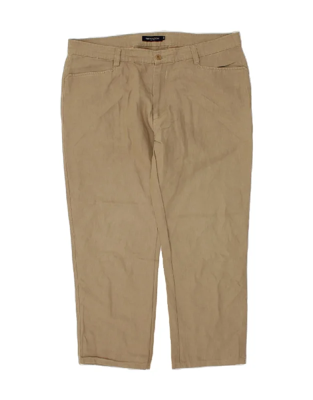 Athletic Tops MARINA YACHTING Mens Slim Casual Trousers IT 58 4XL W40 L27 Beige Cotton