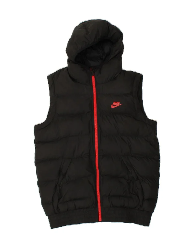 Fashion Shirts NIKE Mens Padded Gilet UK 38 Medium Black Polyester