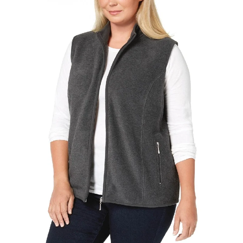 Active Tops Karen Scott Women's Plus Size Zip-Front Vest Charcoal Size 3X