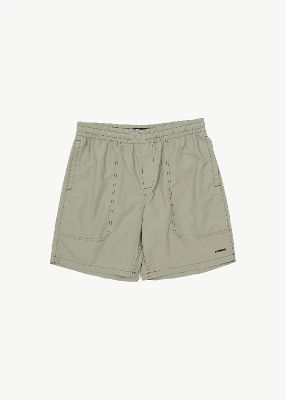 Trendy Jeans AFENDS Mens Baywatch - Swim Shorts 18" - Olive