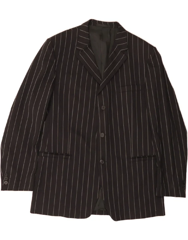 Simple Shirts VERSACE CLASSIC Mens 3 Button Blazer Jacket IT 58 4XL Black Pinstripe Wool