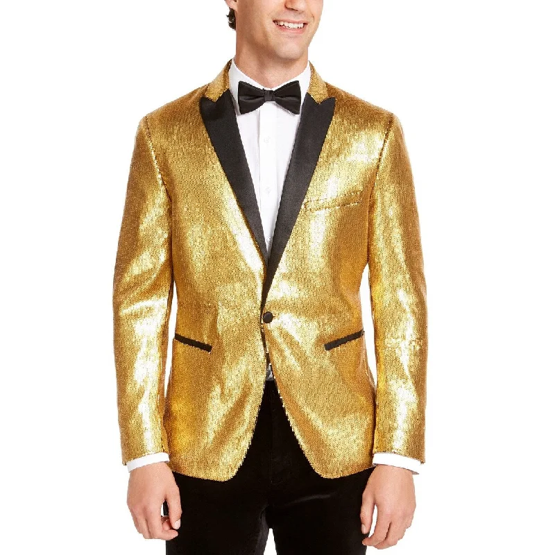 Comfortable Sweaters INC International Concepts Men's Slim-Fit Micro-Sequin Blazer Gold Size Medium