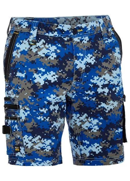 Stylish Shirts Bisley Flex & Move Stretch Canvas Camo Cargo Short - Marine Digital (BSHC1337-PDMA)