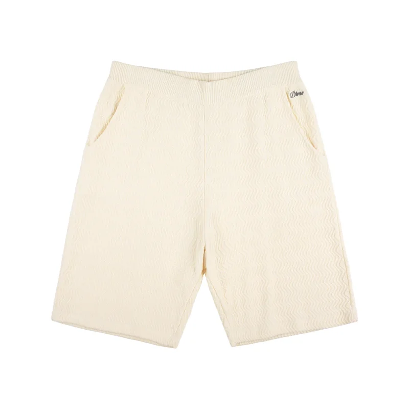 Cozy Sweaters Dime Wave Cable Knit Shorts - Cream