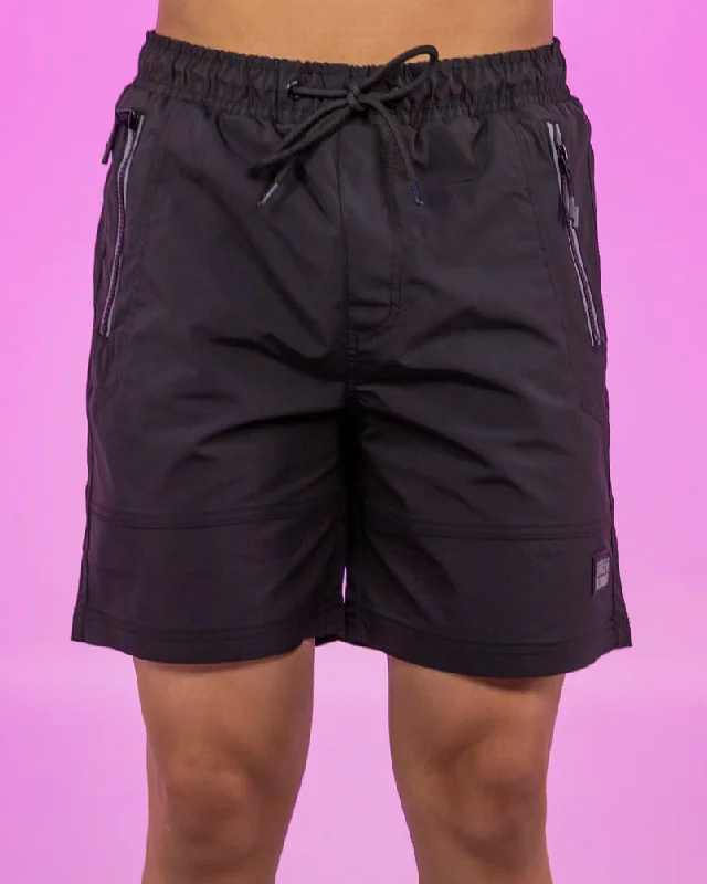 Urban Shirts Black 7" Inseam Men's Shorts w/ Reflective Zipper Trims