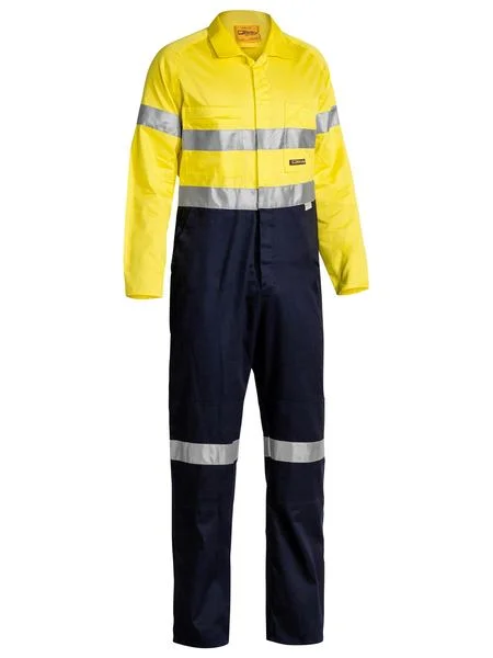 Casual Styles Bisley 2 Tone Hi Vis Lightweight Coveralls 3M Reflective Tape - Yellow/Navy (BC6719TW)