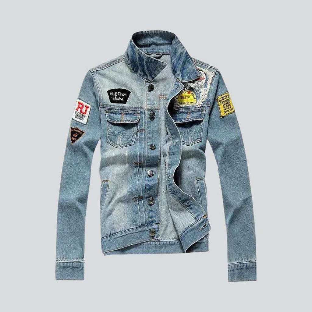 Smart Tops Slim denim jacket with patches