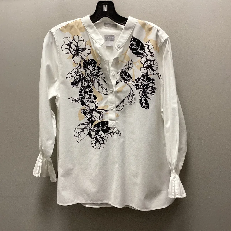 Versatile Shorts Top Long Sleeve By Chicos In White, Size: S