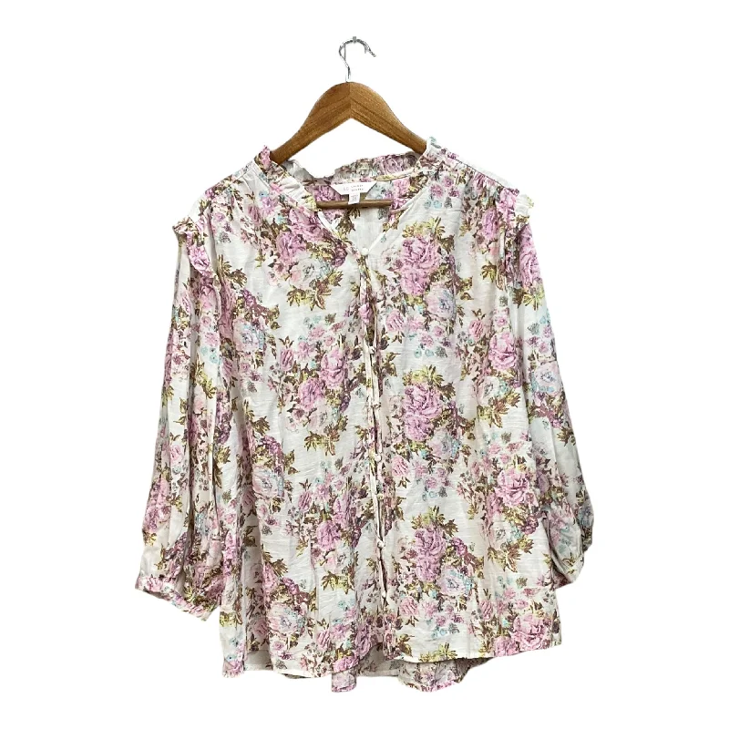 Sporty Accessories Top 3/4 Sleeve By Lauren By Ralph Lauren In Floral Print, Size: 3x