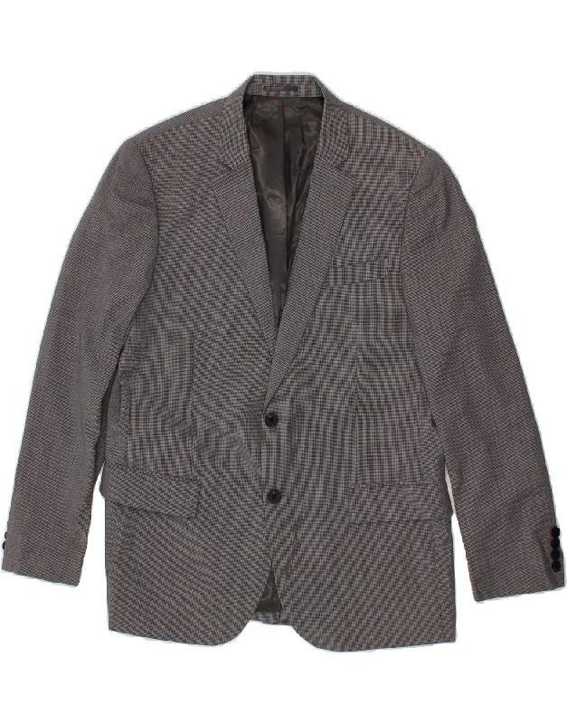 Smart Footwear JAEGER Mens 2 Button Blazer Jacket UK 42 XL Grey Houndstooth Wool