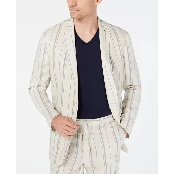 Street Styles INC International Concepts Men's Slim-Fit Striped Blazer Beigekhaki Size X-Small