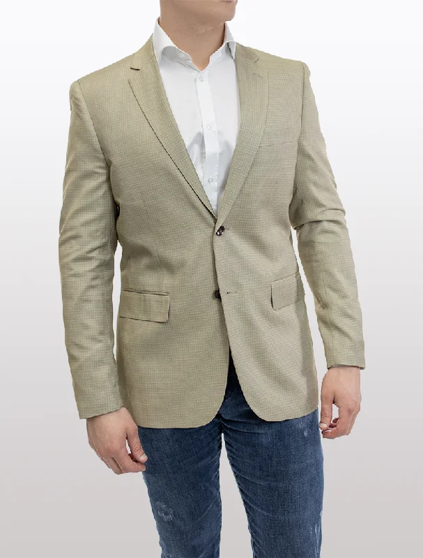 Simple Jeans FUBU Slim Fit Beige Graph Check Sport Jacket