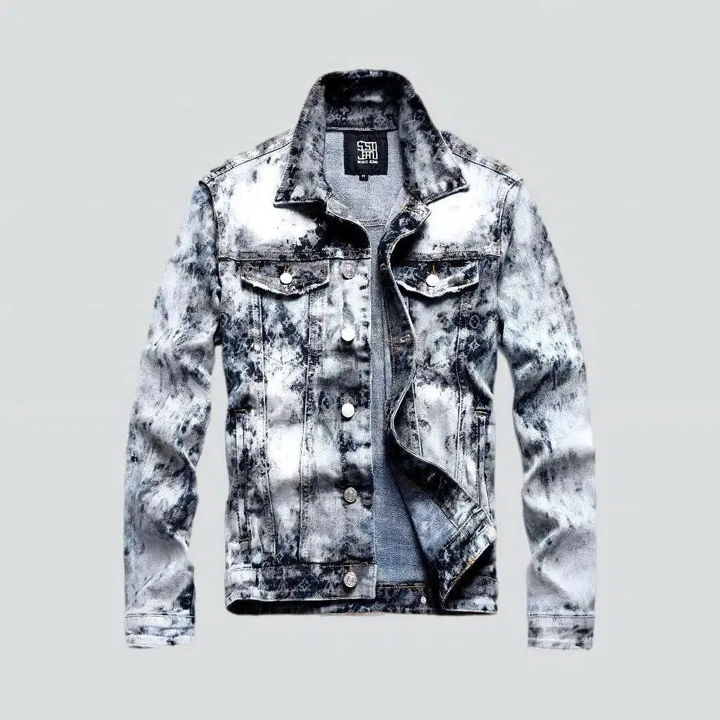 Practical Hoodies Bleached acid-wash men's jean jacket