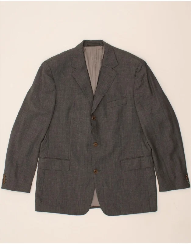 Trendy Layers HUGO BOSS Mens Stretch 3 Button Blazer Jacket IT 54 2XL Grey Wool