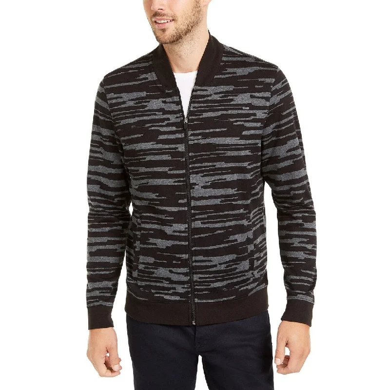 Active Gear Alfani Men's Abstract-Print Bomber Jacket Black Size Small