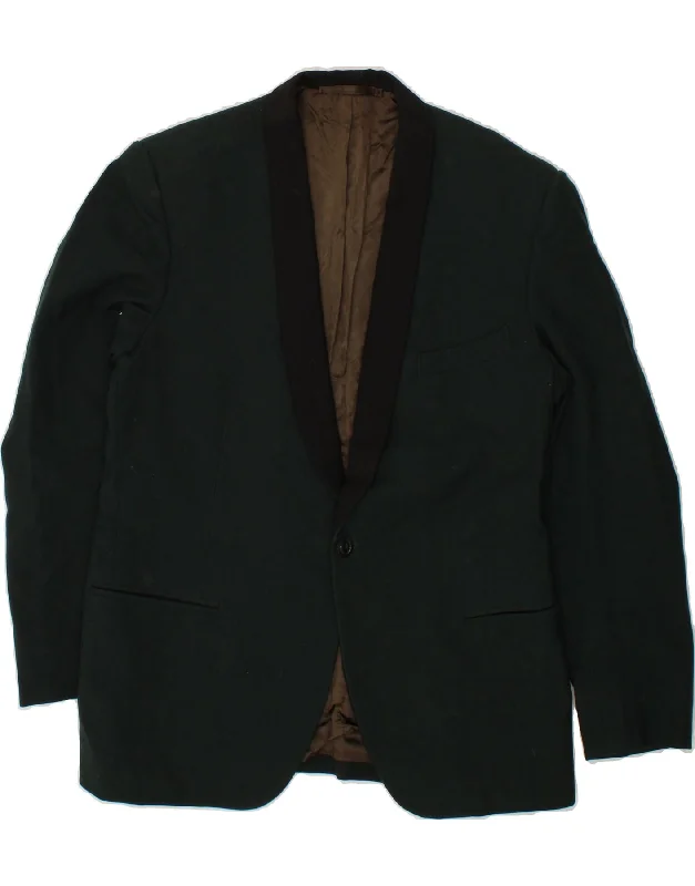 Sleek Outerwear VINTAGE Mens 1 Button Blazer Jacket UK 38 Medium Green