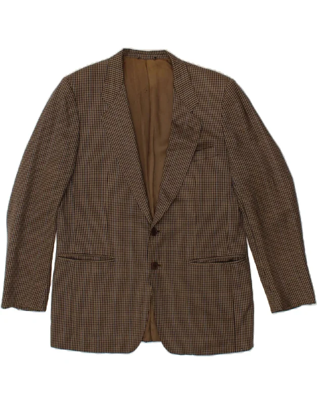 Premium Hoodies ERMENEGILDO ZEGNA Mens 2 Button Blazer Jacket UK 38 Medium Brown Check