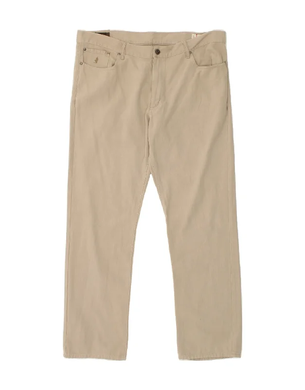 Sporty Looks MARLBORO CLASSICS Mens Straight Casual Trousers W42 L34  Beige Cotton