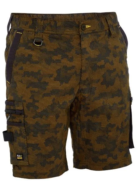 Classic Footwear Bisley Flex & Move Stretch Canvas Camo Cargo Short - Army Honeycomb (BSHC1337-PHAR)