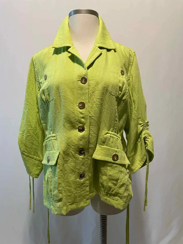 Comfortable Hoodies Peck & Peck Size 1X Lime Green Casual Jacket