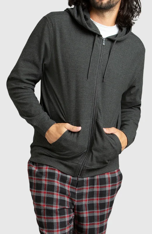 Casual Layers Black Front Zip Hoodie