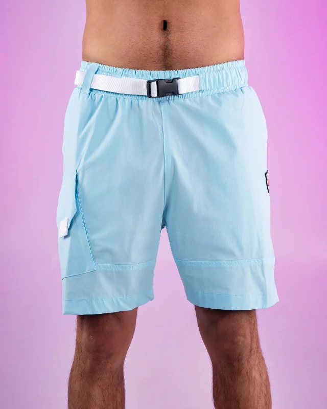 Fashion Shirts Light Blue Nylon 6 Inch Inseam Shorts