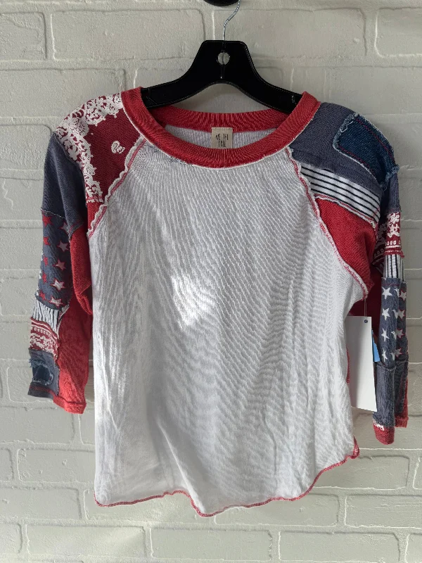 Fashionable Tops Top 3/4 Sleeve By We The Free In Blue & Red & White, Size: Xs