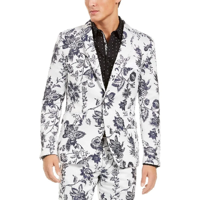 Casual Footwear INC International Concepts Men's Slim-Fit Floral Jacquard Blazer White Combo Size Extra Large