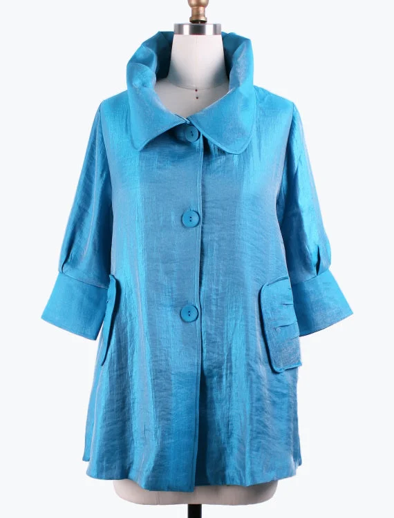 Practical Shirts DAMEE NYC SKY LONG SWING JACKET WITH POCKETS 200