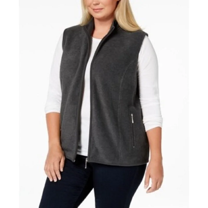 Bold Pants Karen Scott Women's Plus Size Zip-Front Vest Charcoal Size 1X