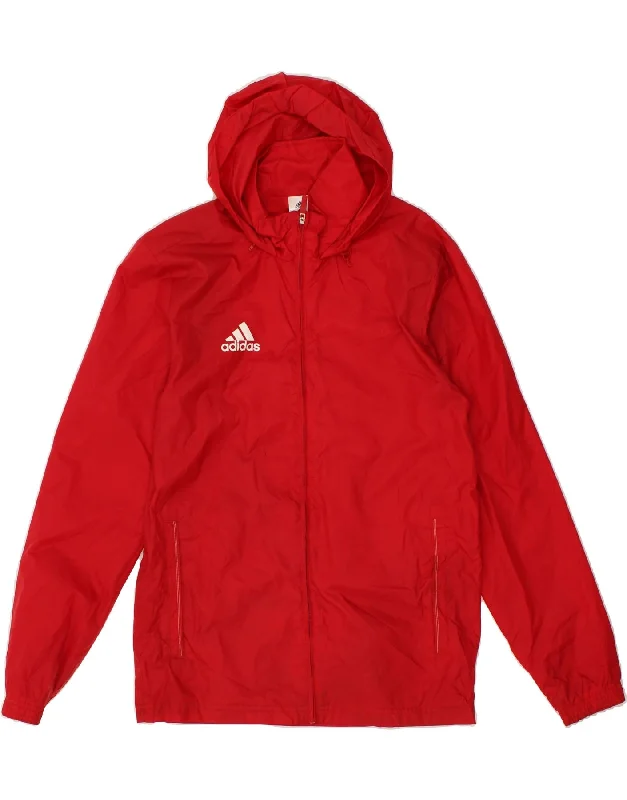 Street Pants ADIDAS Mens Hooded Rain Jacket UK 36 Small Red Nylon