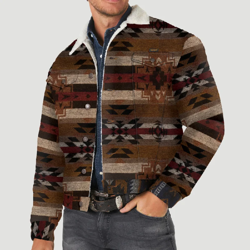 Fashion Shirts Wrangler Mens Jacquard Sherpa Lined Jacket - 112318499