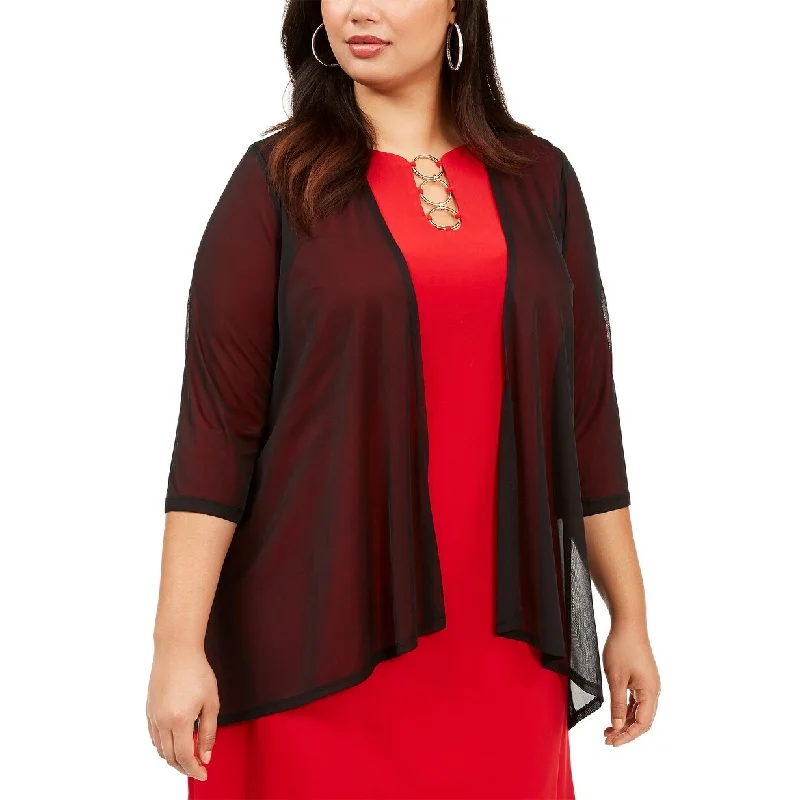 Simple Shirts Connected Women's Plus Size Open-Front Shrug Black Size 3X