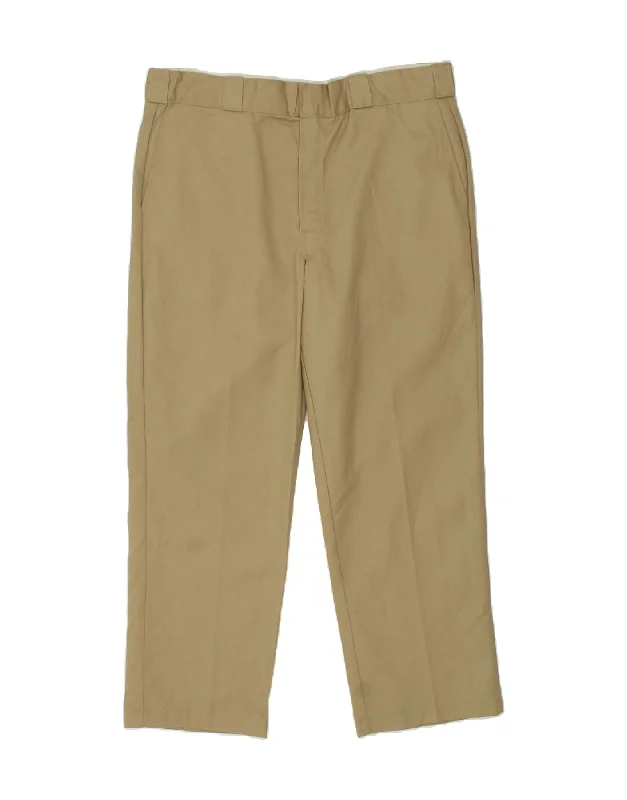 Practical Hoodies DICKIES Mens Straight Chino Trousers W36 L29 Beige Polyester