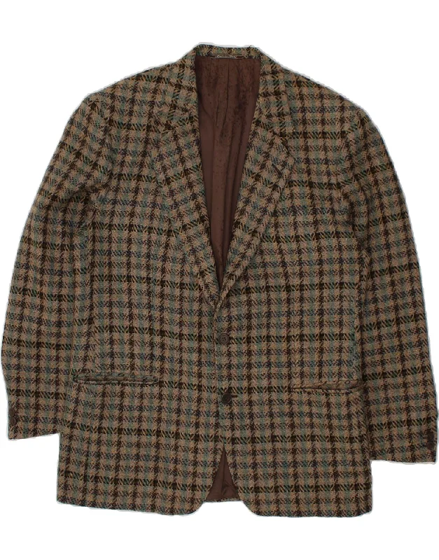 Urban Sweaters VINTAGE Mens 2 Button Blazer Jacket IT 52 XL Brown Check Virgin Wool