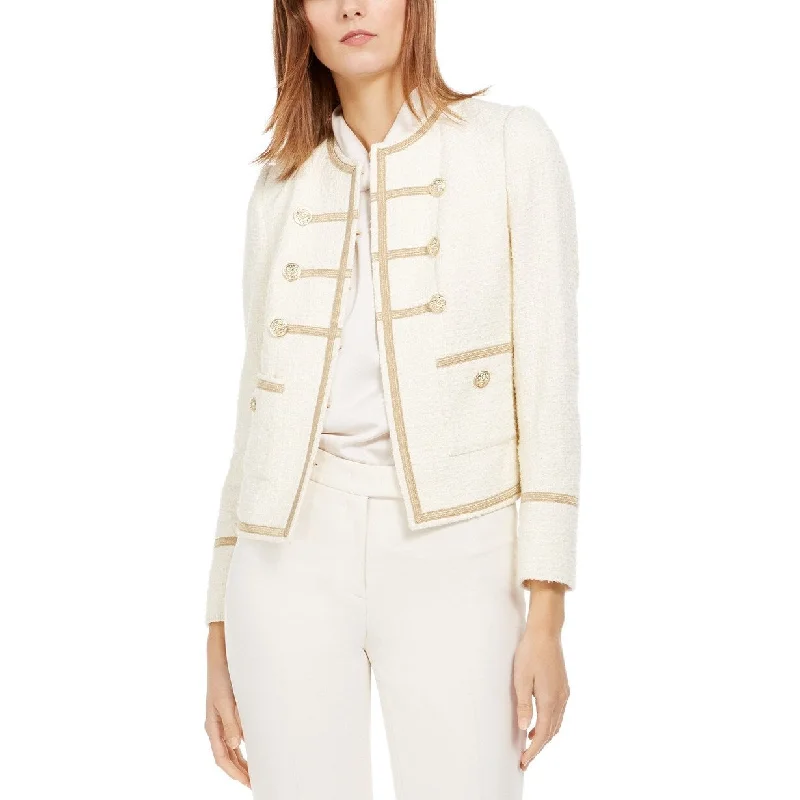 Smart Layers Anne Klein Women's Military Tweed Jacket White Size 6