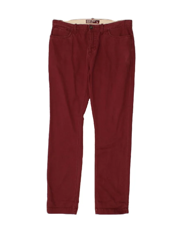 Comfortable Hoodies SUPERDRY Mens Slim Casual Trousers Large W34 L32 Burgundy Cotton