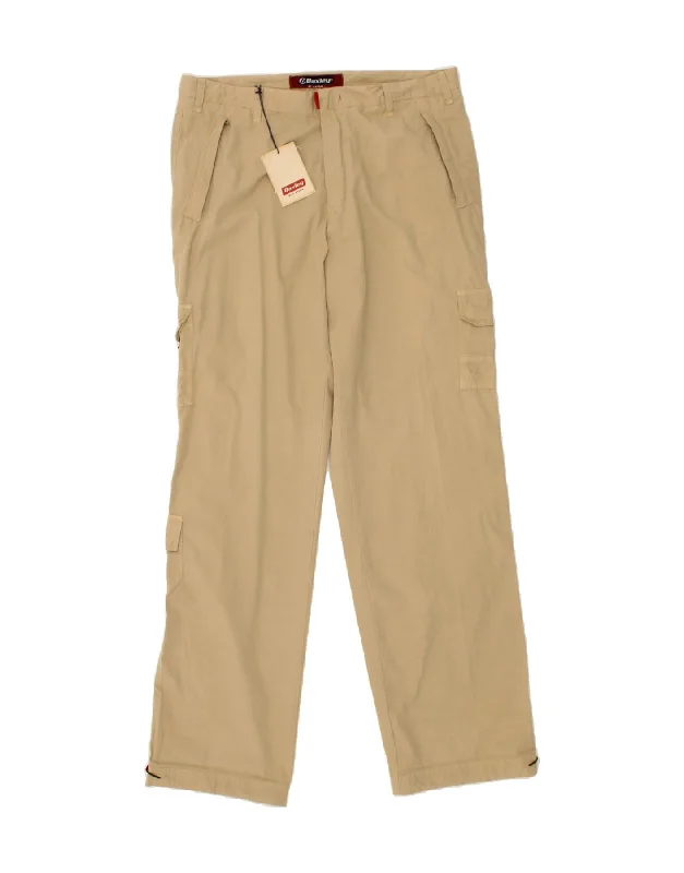 Street Style Pants VINTAGE Mens Straight Cargo Trousers EU 54 2XL W38 L35 Beige Cotton