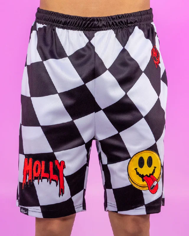 Everyday Jackets Checkered Molly Monster Smiley Face Black and White Men's Shorts