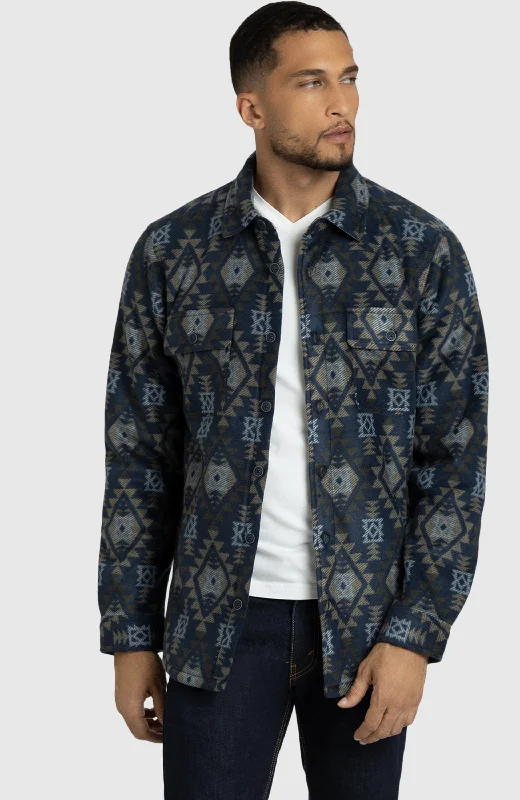 Comfortable Suits Navy Aztec Polar Fleece Shirt Jacket