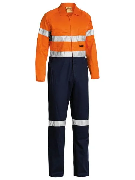 Simple Shirts Bisley 2 Tone Hi Vis Lightweight Coveralls 3M Reflective Tape - Orange/Navy (BC6719TW)