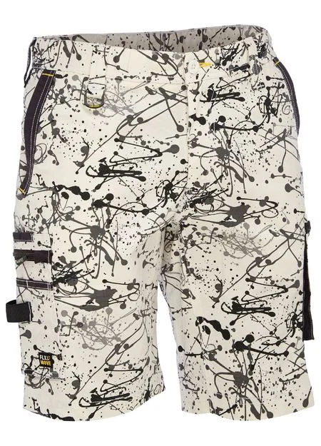 Cool Sweatshirts Bisley Flex & Move Stretch Canvas Camo Cargo Short - Grey Paint Splatter (BSHC1337-PPGR)