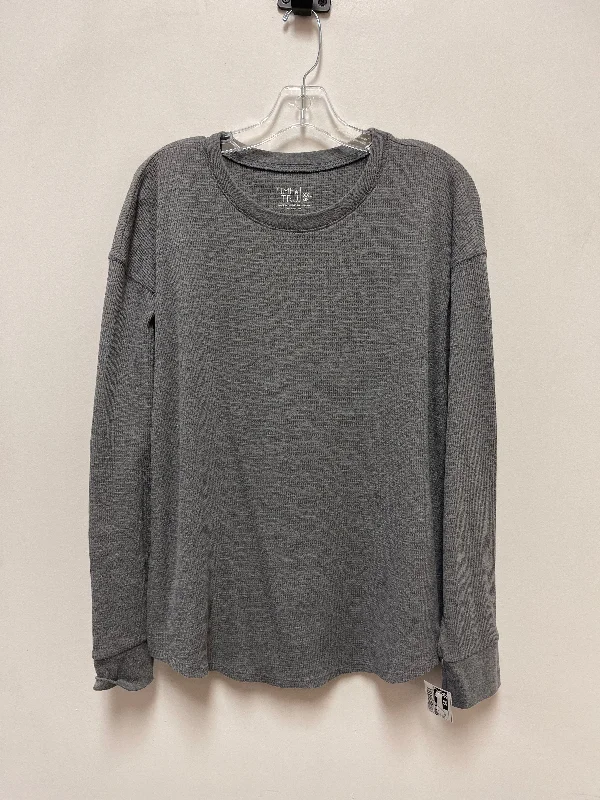 Trendy Shirts Top Long Sleeve By Time And Tru In Grey, Size: 2x