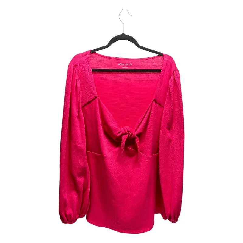 Sporty Jackets Top Long Sleeve By Ava & Viv In Pink, Size: 3x