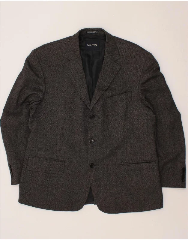 Fashion Suits NAUTICA Mens 3 Button Blazer Jacket Size 43 XL Grey Wool