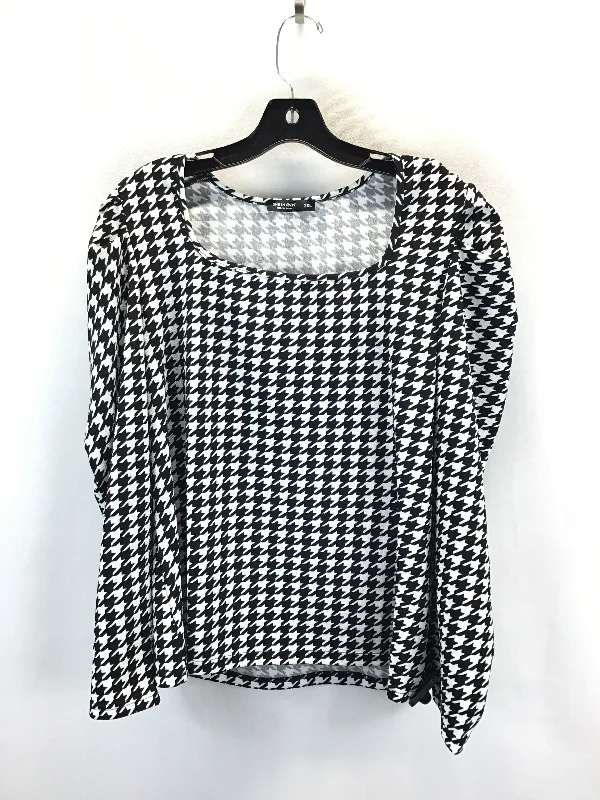 Relaxed Footwear Top Long Sleeve By Shein In Black & White, Size: 2x