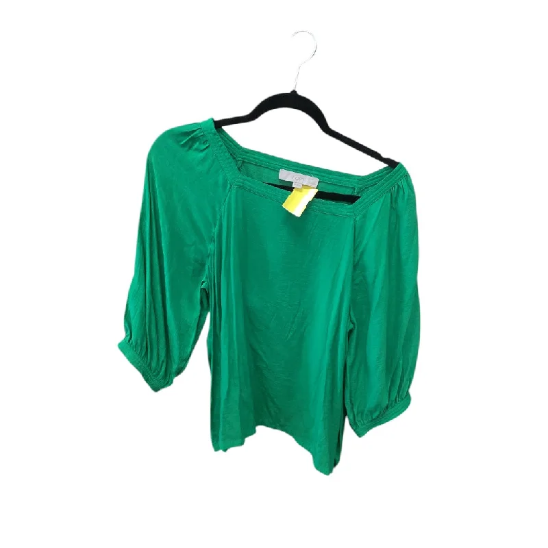 Versatile Tops Top Long Sleeve By Loft In Green, Size: Lp