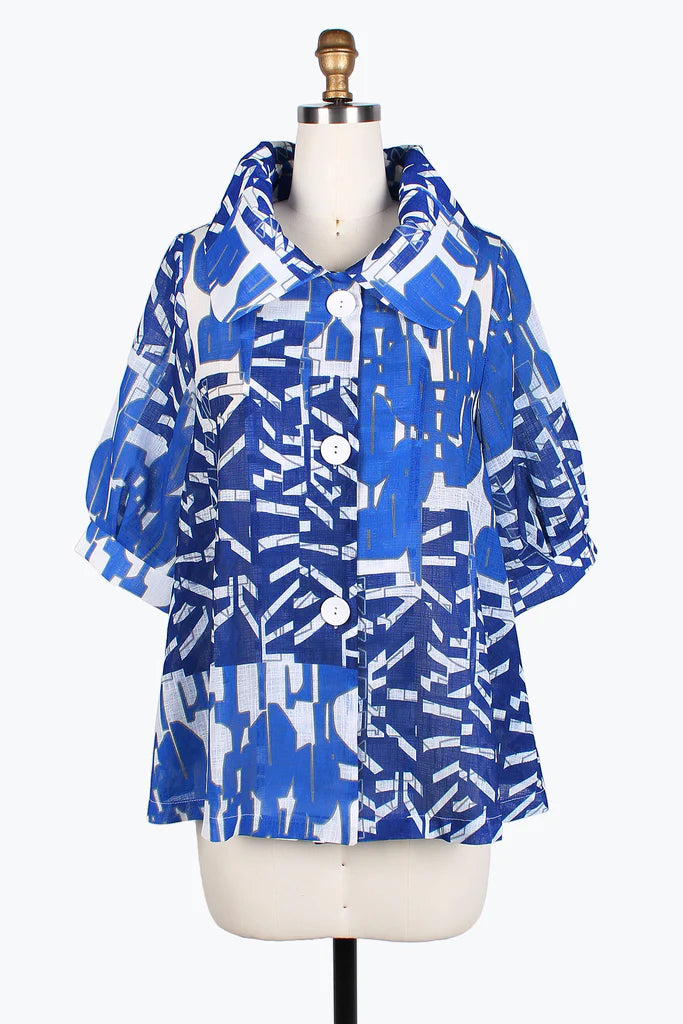 Relaxed Footwear Damee Abstract pattern mid-swing jacket 4808-Blu